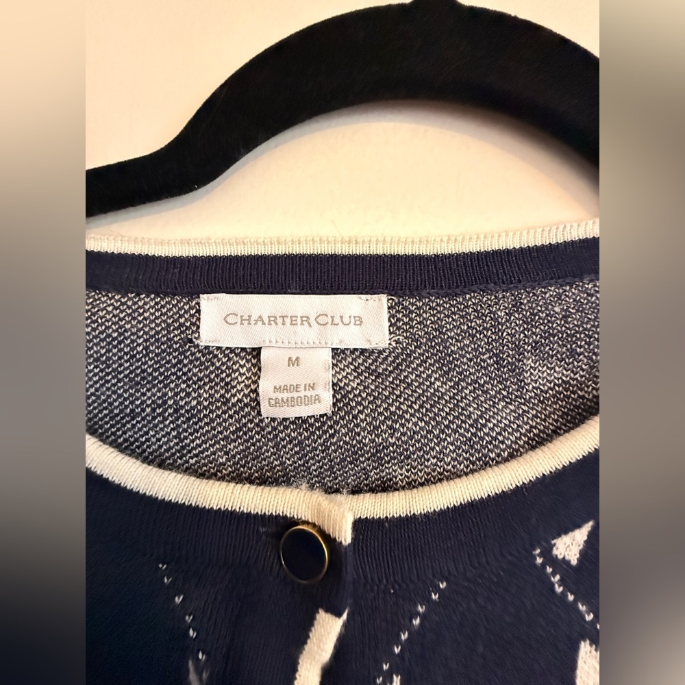 CHARTER CLUB Crewneck Cardigan bow design SIZE: MEDIUM - Picture 9 of 10